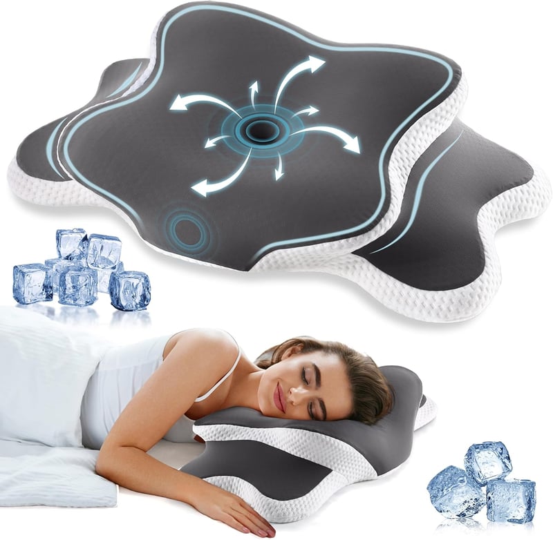 YunNasi Memory Foam Ergonomikus Nyakpárna Ortopédikus Hűsítő Jégselyem Huzattal