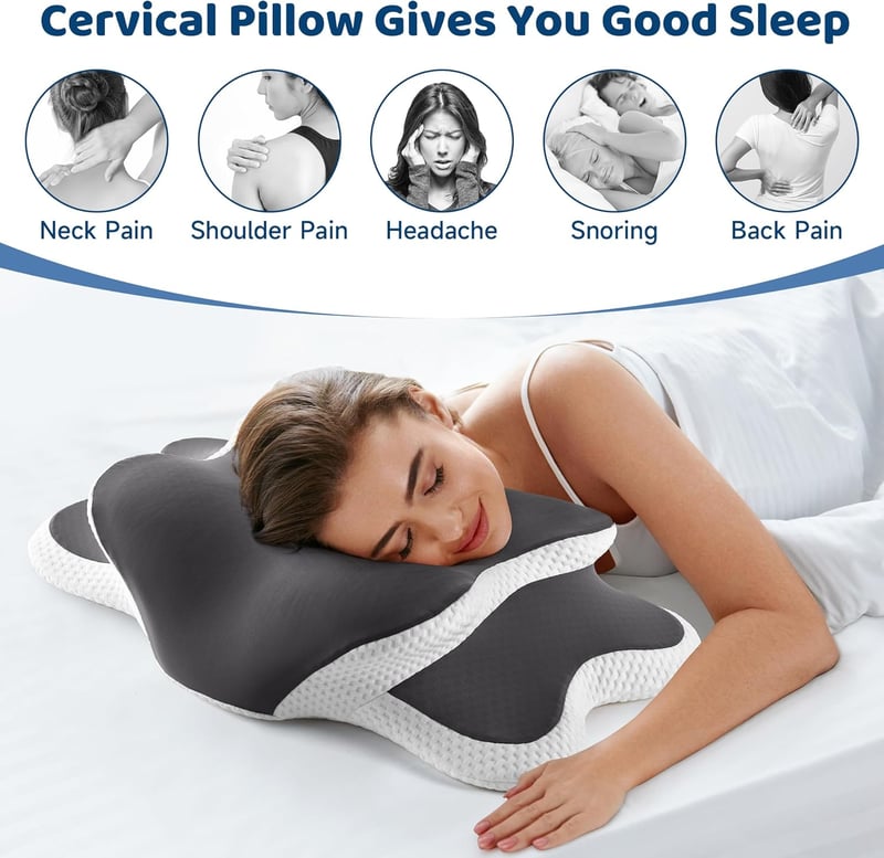 YunNasi Memory Foam Ergonomikus Nyakpárna Ortopédikus Hűsítő Jégselyem Huzattal