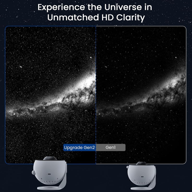 YUNRAY Galaxy projektor otthoni planetárium csillagfény éjszakai lámpa mennyezetre, 1 HD üveg diával, fehér