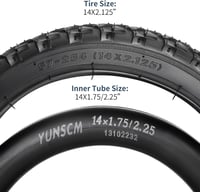 YunSCM 14x2.125 kerékpár gumi és belső cső szett 2db gumi + 2db tömlő 7