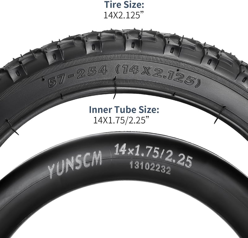 YunSCM 14x2.125 kerékpár gumi és belső cső szett 2db gumi + 2db tömlő