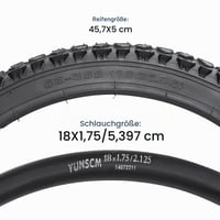 Sada skladacích plášťov a duší na bicykel YunSCM 18x1.95, 2x plášť a 2x duša s ventilom AV32mm, ETRTO 54-355, kompatibilné s rozmermi 18x1.75 a 18x2.0 8