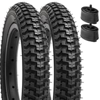 YunSCM set 2 anvelope pentru bicicletă copii 12,5 inchi 12 1/2 x 2 1/4 (57-203) și 2 camere de aer cu valvă Schrader compatibile 12.5x2.25 1