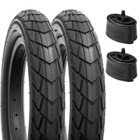 Set 2 anvelope bicicletă YunSCM 12,5 inchi 12 1/2 x 2 1/4 (57-203) și 2 camere de aer 12,5 inchi cu valvă Schrader pentru bicicletă copii 1