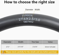 YunSCM vastagított kerékpárbelső 27,5", 64/76-584, 2,5-3,0 szélesség, AV 32 mm - 2 db 3