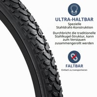 Anvelopă pentru bicicletă pliabilă YunSCM 24 inch 24x1.75 (47-507) și cameră de aer cu valvă auto AV 32mm Schrader, set 2 bucăți, pentru bicicletă montană MTB 3