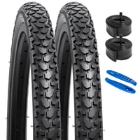 Anvelopă pentru bicicletă pliabilă YunSCM 24 inch 24x1.75 (47-507) și cameră de aer cu valvă auto AV 32mm Schrader, set 2 bucăți, pentru bicicletă montană MTB 1