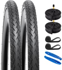 YunSCM 2db 28" Defektálló Kerékpár Gumi 700x32C + 2db AV48mm Tömlő Reflexcsíkkal 1