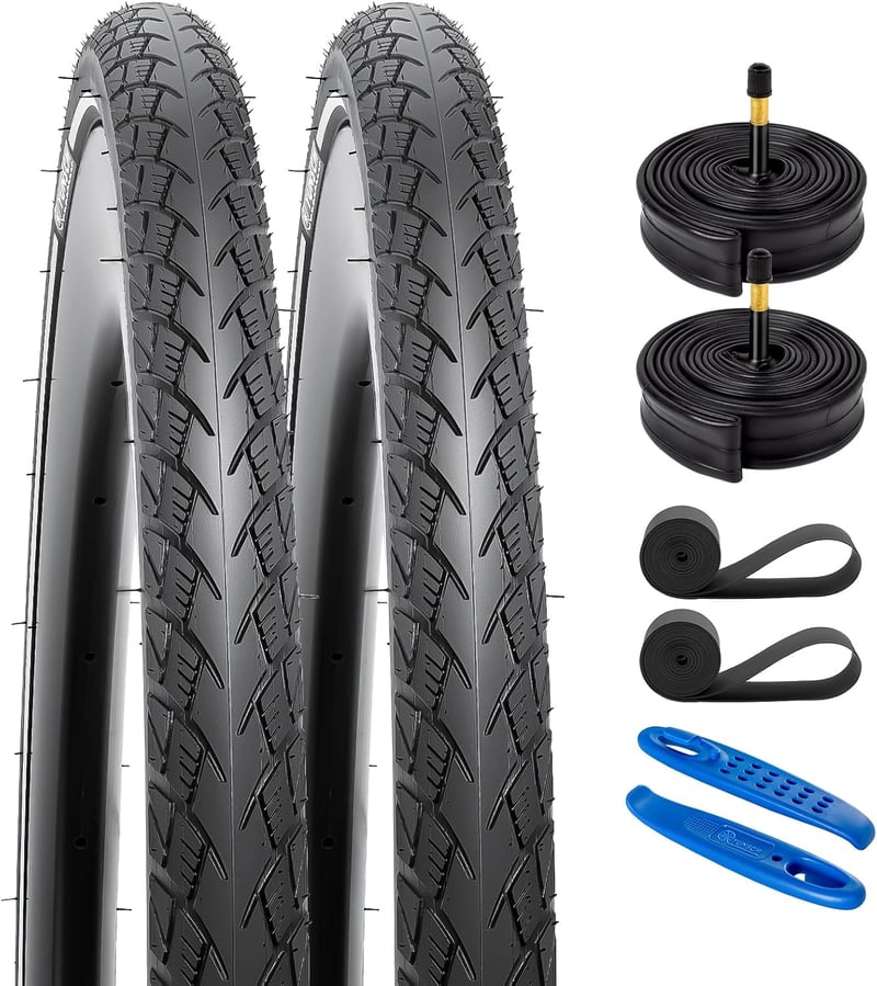 YunSCM 2db 28" Defektálló Kerékpár Gumi 700x32C + 2db AV48mm Tömlő Reflexcsíkkal