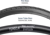 YunSCM 2db Összehajtható 700C/28" Kerékpárgumi 700x45C Városi/Utcai Gumi 4