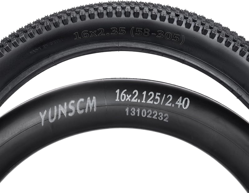 YunSCM 2x Összecsukható 16" Kerékpár Gumi 16x2.35 + 2x Belső Cső AV32