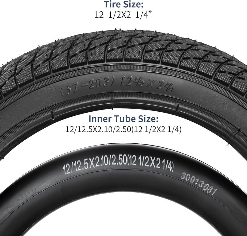 YunSCM Gyerek Kerékpár Gumi Szett - 12,5 Colos (54-203) Külső Gumi 4db és Belső Tömlő 2db AV32mm Szeleppel - Kompatibilis 12 1/2 x 2 1/4