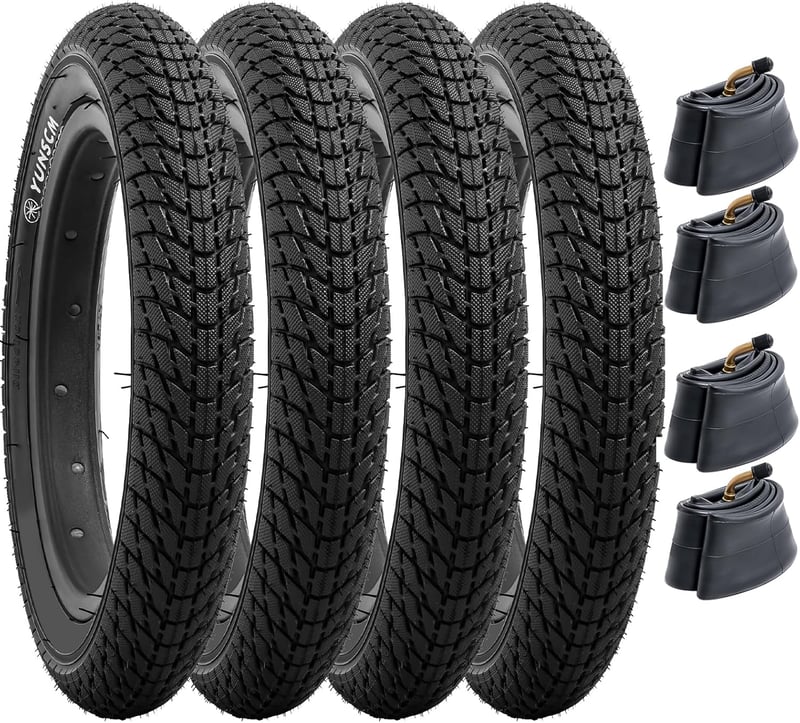 YunSCM Gyerek Kerékpár Gumi Szett - 12,5 Colos (54-203) Külső Gumi 4db és Belső Tömlő 2db AV32mm Szeleppel - Kompatibilis 12 1/2 x 2 1/4