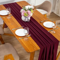 YUNSHANGHE Moderný šifónový behúň na stôl 70x300 cm, umývateľný obrus, vínovočervená dekorácia na svadbu, narodeniny, prvé sväté prijímanie 7