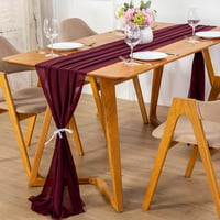 YUNSHANGHE Moderný šifónový behúň na stôl 70x300 cm, umývateľný obrus, vínovočervená dekorácia na svadbu, narodeniny, prvé sväté prijímanie 6
