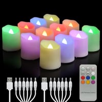 yunsheng 12 db RGB LED gyertya távirányítóval, időzítővel, USB töltővel 1