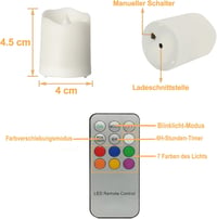 yunsheng 12 db RGB LED gyertya távirányítóval, időzítővel, USB töltővel 4