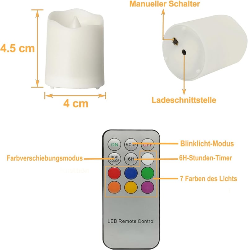 yunsheng 12 db RGB LED gyertya távirányítóval, időzítővel, USB töltővel