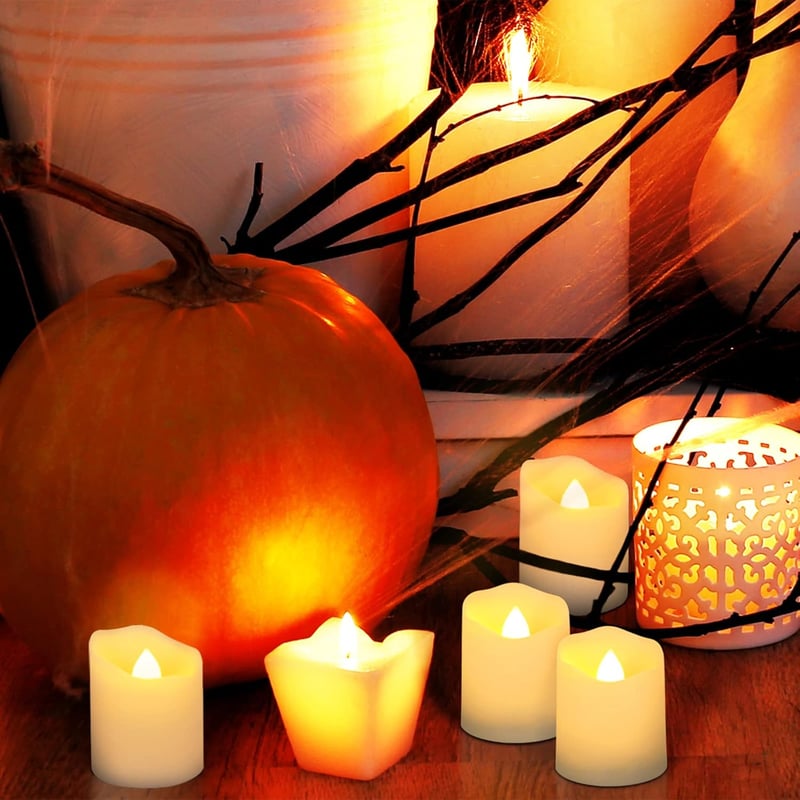 yunsheng 12 db Tölthető LED Teamécses Távirányítóval - Időzíthető Villódzó Fényjáték, Meleg Fehér, Dekoráció Esküvőre, Halloweenre, Karácson