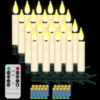 yunsheng 20 db LED Karácsonyi Gyertya Távirányítóval - Elemes, Vezeték Nélküli, Villogó Fényhatás, Vízálló IP64, Időzítővel, Karácsonyfa Dek 1