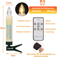 yunsheng 20 db LED Karácsonyi Gyertya - Vezeték Nélküli, Távirányítós, Időzíthető, Elemes Mikulásfa Fények IP64 Vízálló Csipesszel, Elemekke 3