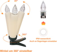 yunsheng 20 db LED Karácsonyi Gyertya - Vezeték Nélküli, Távirányítós, Időzíthető, Elemes Mikulásfa Fények IP64 Vízálló Csipesszel, Elemekke 4