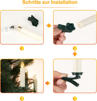 yunsheng Karácsonyi LED Gyertyafüzér - 20 db Elemes, Távirányítós, Időzíthető, Vízálló Fényfüzér Karácsonyfa Dekorációhoz, Meleg Fehér Fénny 6