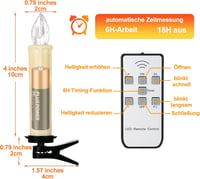 yunsheng 20 db Vezeték Nélküli Karácsonyfagyertya Távirányítóval - Elemes LED Gyertyafény Időzítővel, Meleg Fehér, Vízálló IP64, Elemekkel 4