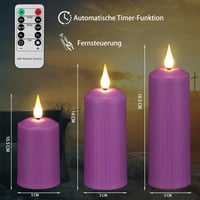 yunsheng Tölthető LED Gyertyák 6 db-os Szett - Vízálló, Távirányítós, Lila Római Oszlop Dekoráció, 4/6 Órás Időzítővel, Type-C Töltéssel, 3  3