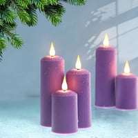yunsheng Tölthető LED Gyertyák 6 db-os Szett - Vízálló, Távirányítós, Lila Római Oszlop Dekoráció, 4/6 Órás Időzítővel, Type-C Töltéssel, 3  5