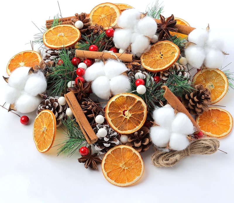 YUNSTK 206 darabos Adventi Koszorú DIY Készlet Fenyőtobozokkal és Aszalt Naranccsal