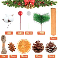 YUNSTK 206 darabos Adventi Koszorú DIY Készlet Fenyőtobozokkal és Aszalt Naranccsal 2