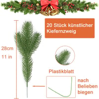 YUNSTK Műfenyő ágak 20 db, valódi hatású zöld dekoráció, karácsonyi girland és koszorú díszítéshez 2