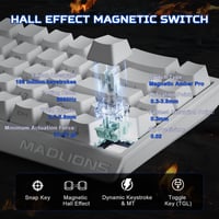 Tastatură de Gaming YUNZII MAD68 HE Rapid Trigger, 60%, Cu fir, 8000Hz, Alb, Magnetic Amber Pro 3