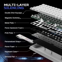 Tastatură de Gaming YUNZII MAD68 HE Rapid Trigger, 60%, Cu fir, 8000Hz, Alb, Magnetic Amber Pro 4