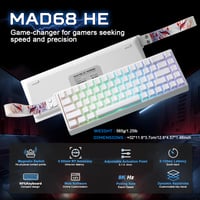 Tastatură de Gaming YUNZII MAD68 HE Rapid Trigger, 60%, Cu fir, 8000Hz, Alb, Magnetic Amber Pro 2