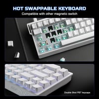 Tastatură de Gaming YUNZII MAD68 HE Rapid Trigger, 60%, Cu fir, 8000Hz, Alb, Magnetic Amber Pro 7