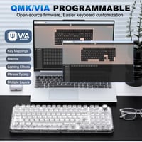 YUNZII X98 QMK/VIA Bezdrôtová mechanická herná klávesnica, biela, Crystal Switch, tri režimy BT5.0/2.4GHz/USB-C, hot-swap, RGB, otočný gombík, Mac/Win 6