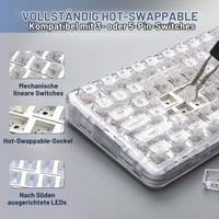 YUNZII X98 QMK/VIA Bezdrôtová mechanická herná klávesnica, biela, Crystal Switch, tri režimy BT5.0/2.4GHz/USB-C, hot-swap, RGB, otočný gombík, Mac/Win 5