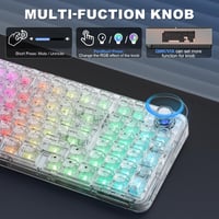 YUNZII X98 QMK/VIA Bezdrôtová mechanická herná klávesnica, biela, Crystal Switch, tri režimy BT5.0/2.4GHz/USB-C, hot-swap, RGB, otočný gombík, Mac/Win 7