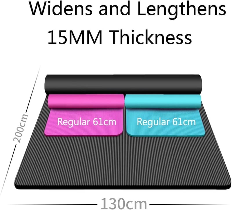 YUREN Extra széles jógaszőnyeg 200x130cm 10-15mm vastag NBR fitness mat