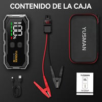 YUSMAN F02 indító power bank jump starter autóhoz, akkumulátortöltő bikakábel kapcsokkal és kijelzővel 6