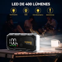 YUSMAN F02 indító power bank jump starter autóhoz, akkumulátortöltő bikakábel kapcsokkal és kijelzővel 4