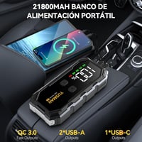 YUSMAN F02 indító power bank jump starter autóhoz, akkumulátortöltő bikakábel kapcsokkal és kijelzővel 3