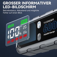 YUSMAN Jump Starter power bank 26800 mAh 6000A PD 65W benzin és 12L dízel kényszerindítás 400 lumen LED 5