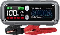 YUSMAN prijenosni punjač (power bank) s funkcijom pokretanja vozila 26800 mAh 6000A PD 65W za benzinske i 12L dizelske motore, LED svjetlo 400 lumena 1