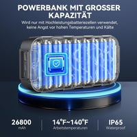 YUSMAN Jump Starter power bank 26800 mAh 6000A PD 65W benzin és 12L dízel kényszerindítás 400 lumen LED 4