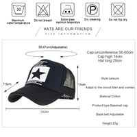Yutdeng Šiltovka Unisex Pánska Dámska Hip Hop Trucker Snapback s motívom pentagramu sieťovaná letná šiltovka proti slnku čierna 4