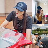 Yutdeng Šiltovka Unisex Pánska Dámska Hip Hop Trucker Snapback s motívom pentagramu sieťovaná letná šiltovka proti slnku čierna 7