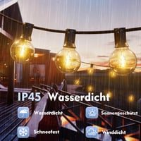 Yuusei Kültéri Fényfüzér 80m - IP45 Vízálló LED Világítás 100+4 G40 Meleg Fehér Izzóval - Erkély, Terasz, Kert Dekoráció 4